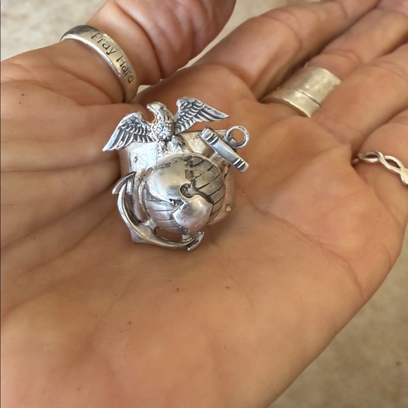 Custom made sterling Silver Marine Corps Ring size 10 - Picture 3 of 10